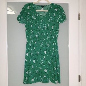 Banana Republic, Baby Doll Summer Dress, Patterned Green